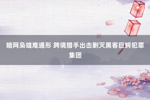 暗网枭雄难遁形 跨境猎手出击剿灭黑客巨鳄犯罪集团