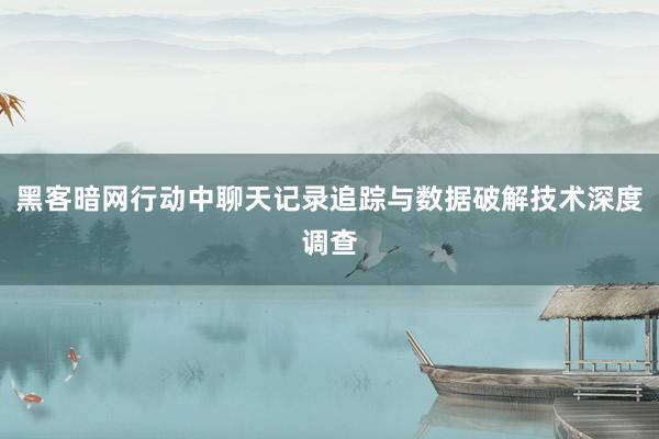 黑客暗网行动中聊天记录追踪与数据破解技术深度调查